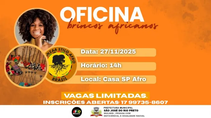 Oficina de Brincos Africanos oferece aprendizado cultural em Rio Preto