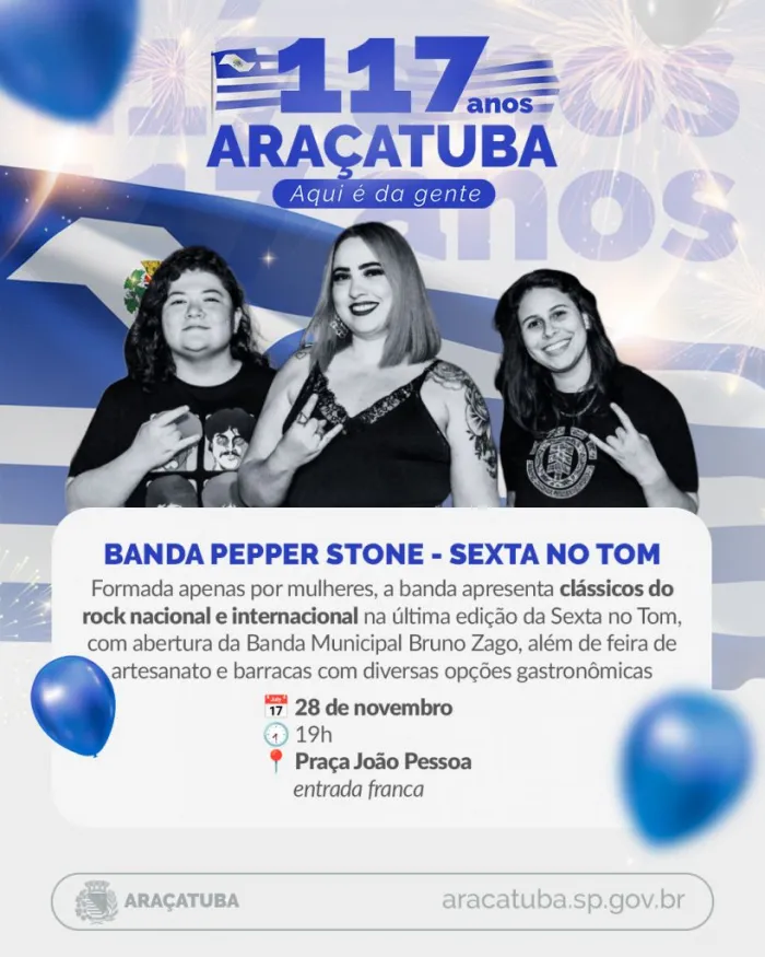 Sexta no Tom na Praça João Pessoa terá show de rock com a banda feminina Pepper Stone