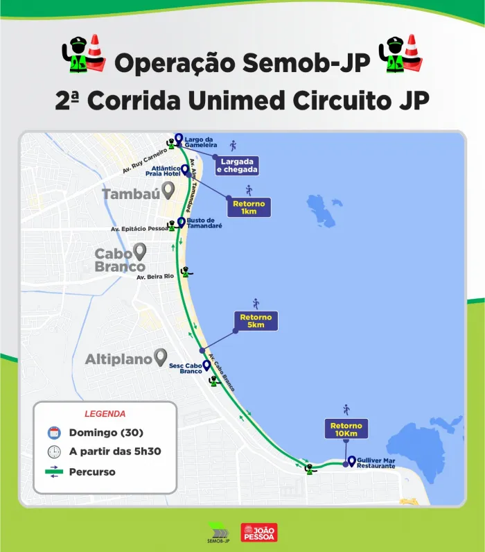 Semob-JP dá apoio operacional e garante segurança viária à corrida de rua