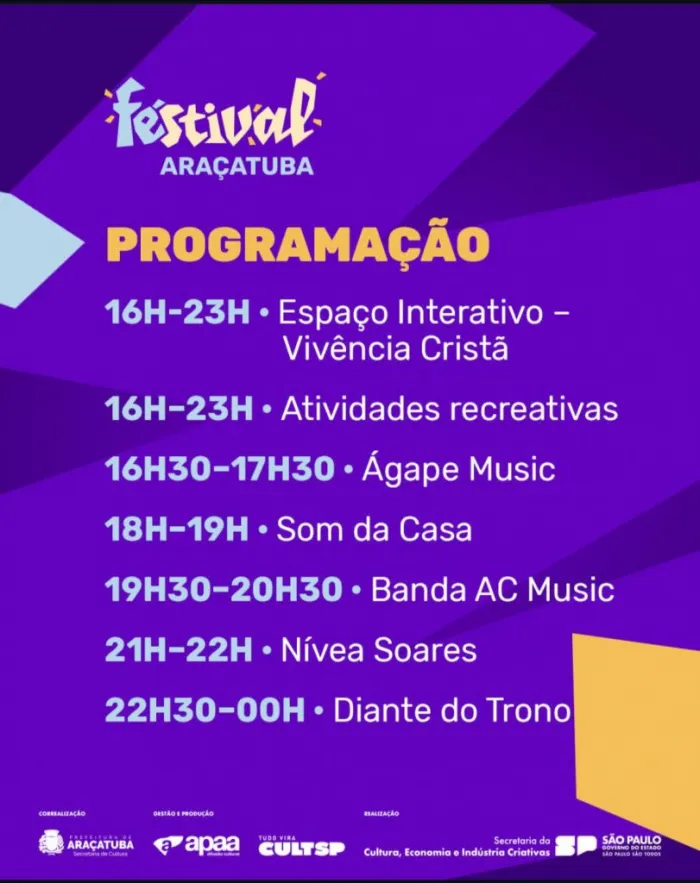 Diante do Trono e Nívea Soares são algumas das atrações do FÉstival neste sábado