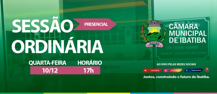 Câmara Municipal realiza 19ª Sessão Ordinária nesta quarta-feira (10)