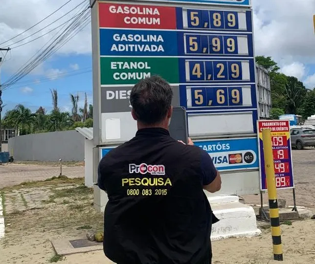 Pesquisa do Procon-JP aponta que preços de todos os combustíveis são os mesmos há uma semana