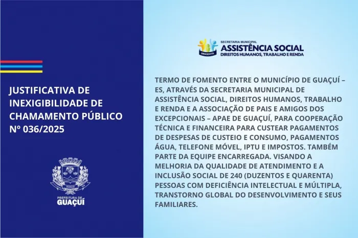 JUSTIFICATIVA DE INEXIGIBILIDADE DE CHAMAMENTO PÚBLICO Nº 036/2025
