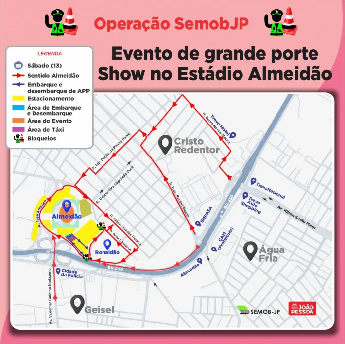 Semob-JP define esquema de trânsito para apoiar eventos de rua neste sábado e domingo
