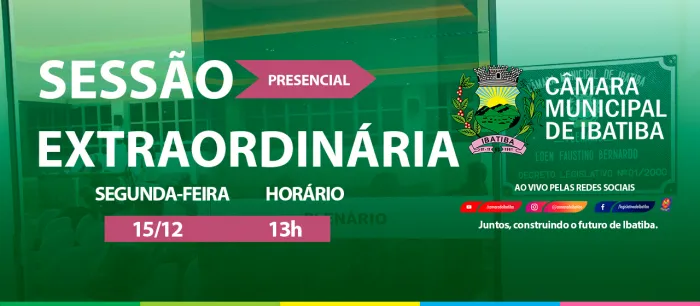 Câmara Municipal convoca vereadores para a 10ª Sessão Extraordinária nesta segunda-feira (15)