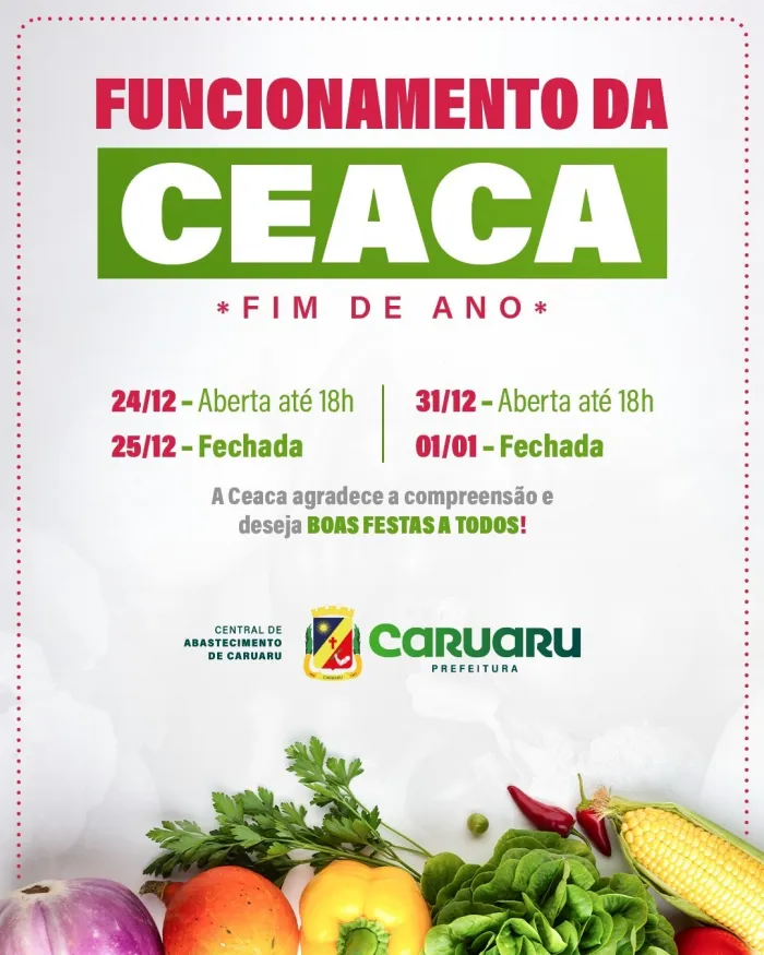 Ceaca divulga funcionamento especial no fim de ano para garantir comodidade aos consumidores