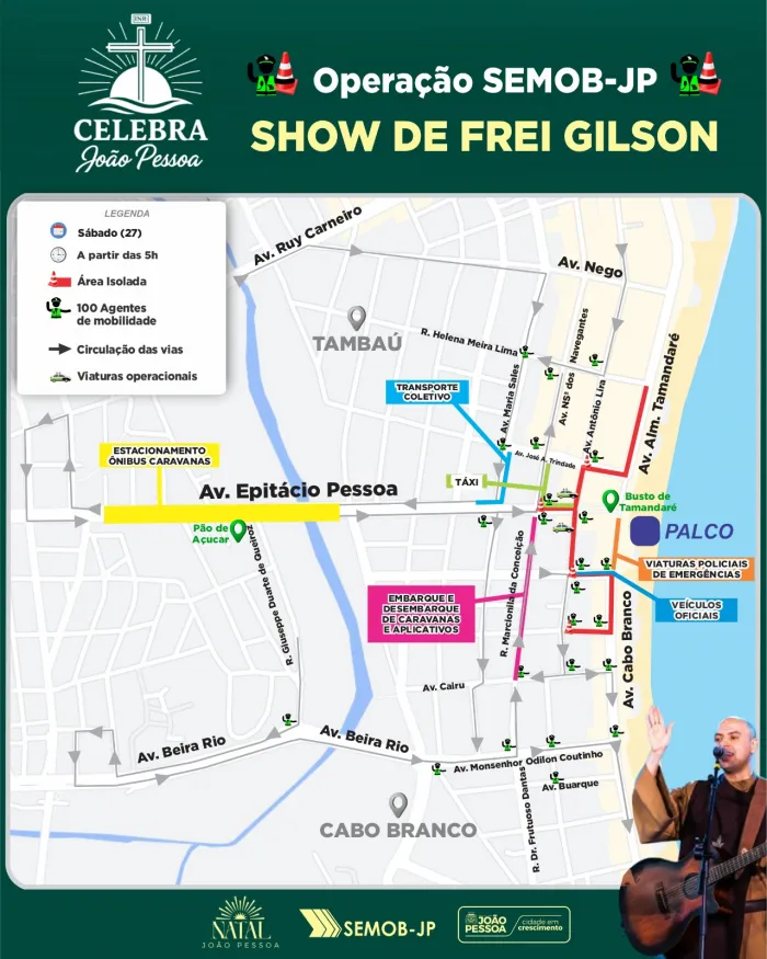 Semob-JP define planos especiais de trânsito e transporte para os shows de Frei Gilson e convidados
