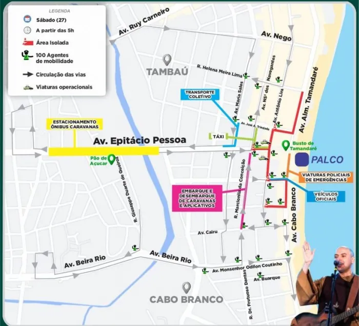 Secretaria de Turismo distribuirá adesivos para veículos de moradores no entorno do Busto de Tamandaré