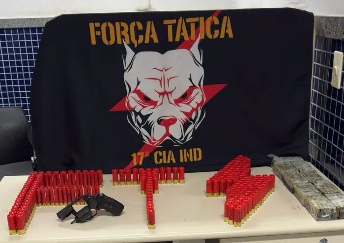Força Tática da 17ªCompanhia Independente apreende arma de fogo e muitas munições em Vila Velha