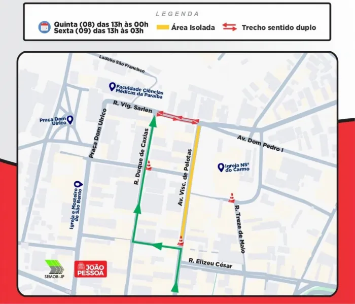 Semob-JP bloqueia Avenida Visconde de Pelotas em apoio à produção cinematográfica