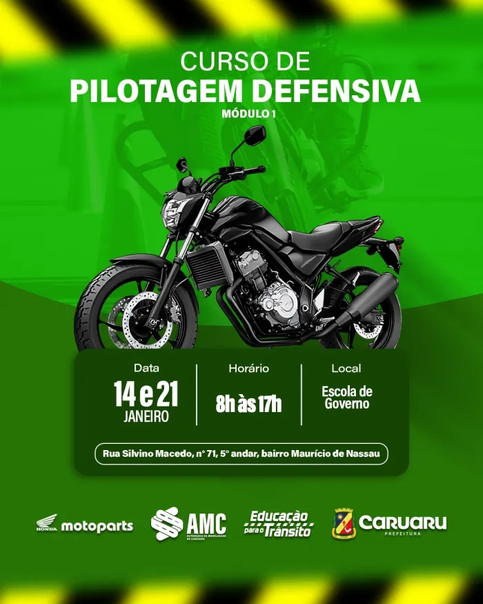 AMC oferta curso gratuito módulo 1, de pilotagem defensiva para motociclistas