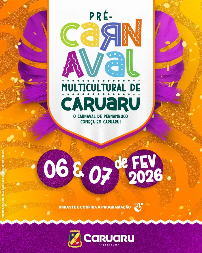 Prefeitura de Caruaru divulga programação do Pré-Carnaval Multicultural 2026
