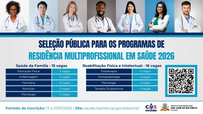 Saúde abre inscrições para processo da Residência Multiprofissional