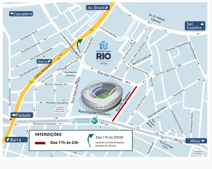 CET-Rio implanta operação de trânsito para jogo Botafogo x Volta Redonda no Nilton Santos