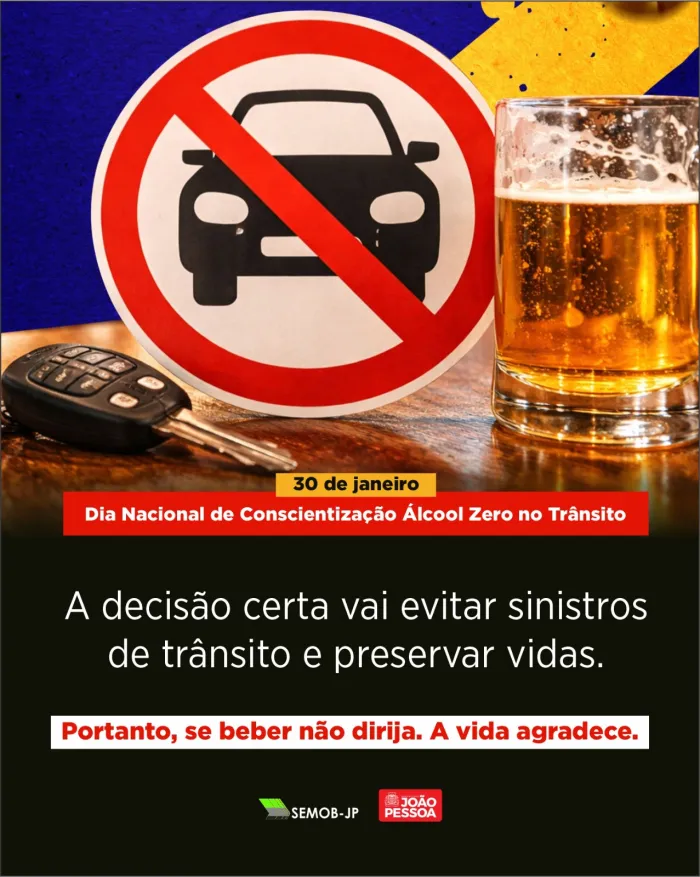 Semob-JP realiza ação educativa em alusão ao Dia Nacional de Conscientização Álcool Zero no Trânsito