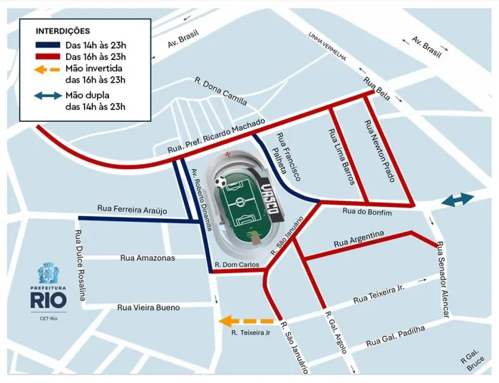 CET-Rio realiza operação de trânsito para Vasco x Madureira, segunda-feira, em São Januário