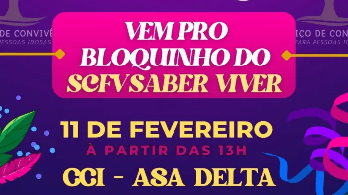 Carnaval do Saber Viver promove tarde festiva para idosos no Asa Delta