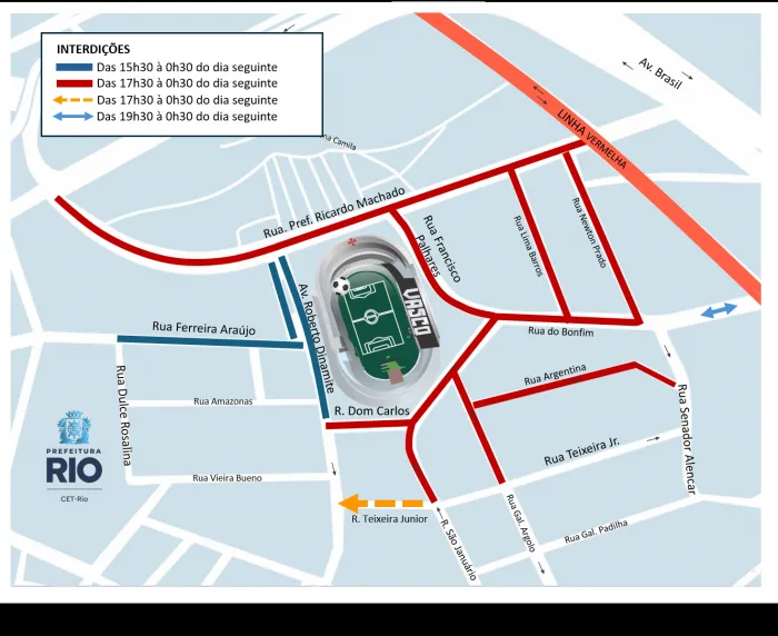 CET-Rio monta esquema de trânsito para Vasco e Bahia em São Januário