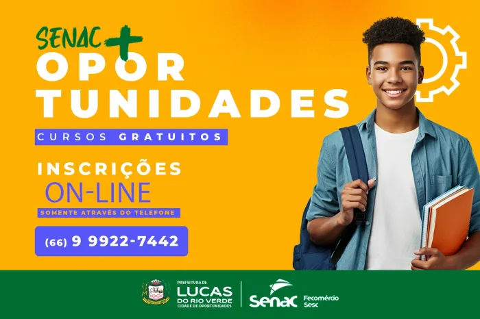 Prefeitura e Senac abrem inscrições para novos cursos gratuitos em Lucas do Rio Verde