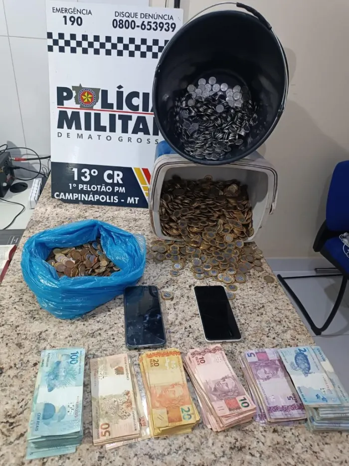 PM prende suspeito por furto a supermercado e recupera mais de R$ 26,1 mil em Campinápolis