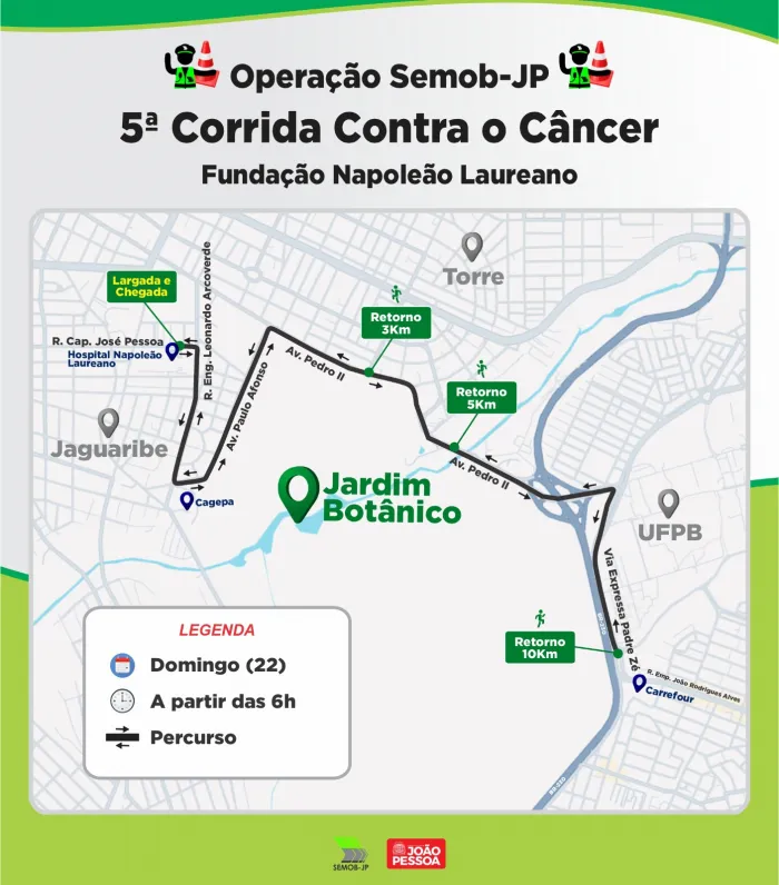 Semob-JP dá apoio operacional a 5ª Corrida contra o Câncer, neste domingo 