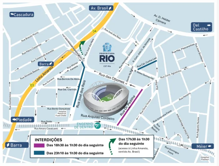 Trânsito no entorno do Estádio Nilton Santos terá alteração para Botafogo x Nacional Potosí (BOL) quarta-feira, 25/02