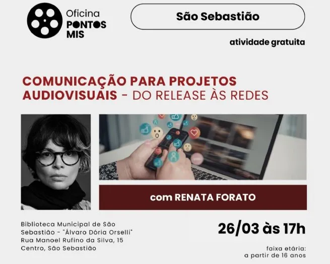 Oficina gratuita ensina estratégias de comunicação para projetos audiovisuais em São Sebastião