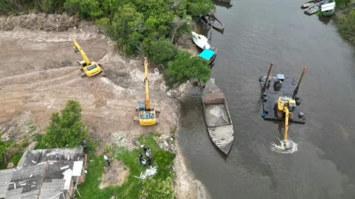 Obra vai ampliar profundidade e capacidade de vazão d’água, prevenindo inundações e enchentes, além de melhorar navegabilidade -Foto: Divulgação Prefeitura de Palmares do Sul