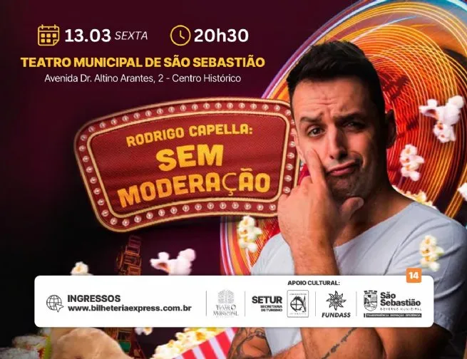 Rodrigo Capella apresenta “Sem Moderação” em São Sebastião