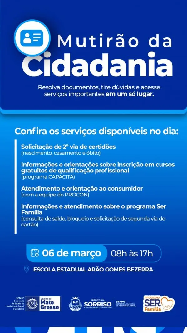 Foto: Reprodução/Prefeitura de Sorriso - MT