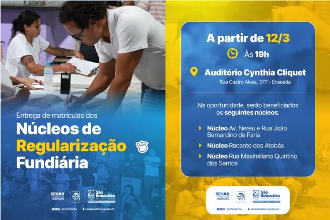 Prefeitura de São Sebastião entrega primeiros títulos de regularização fundiária da gestão Reinaldinho Moreira