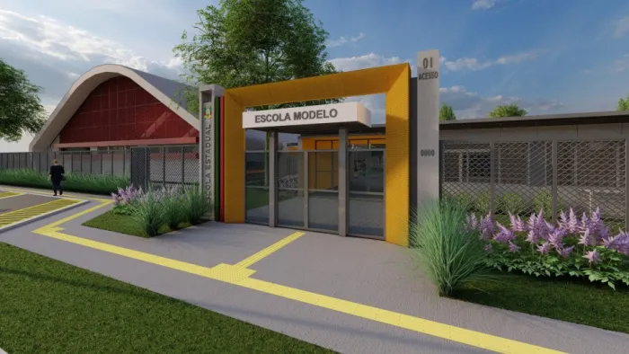 Nova identidade visual, cuidados ambientais e construções ágeis fazem parte do modelo de escolas que começa a ser implementado -Foto: Reprodução SOP