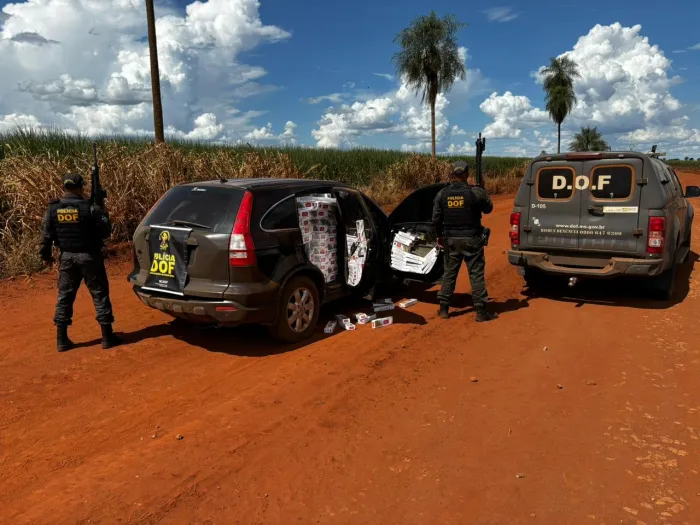 DOF apreende veículo carregado com cigarros em Rio Brilhante