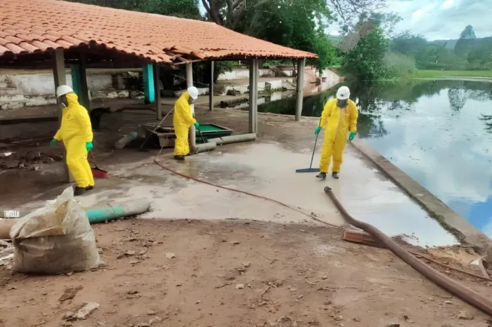 Equipe da Adapi monitora descontaminação de área atingida por agrotóxicos em Bertolínia após tombamento de carreta