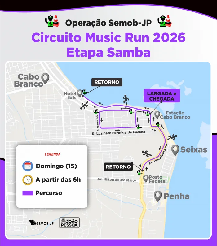 Semob-JP define plano operacional para corridas do Circuito Music Run – Etapa Samba