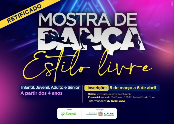 Retificação altera o link de inscrição para a Mostra de Dança 2026