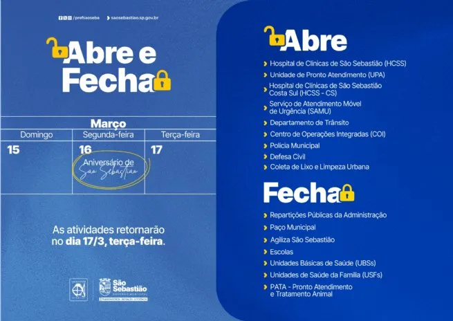 Confira o que abre e fecha no feriado de 390 anos de Emancipação Político-Administrativa