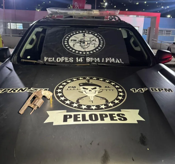 14º Batalhão localizou um revólver calibre .38 com duas munições intactas em Colônia Leopoldina - Ascom PMAL