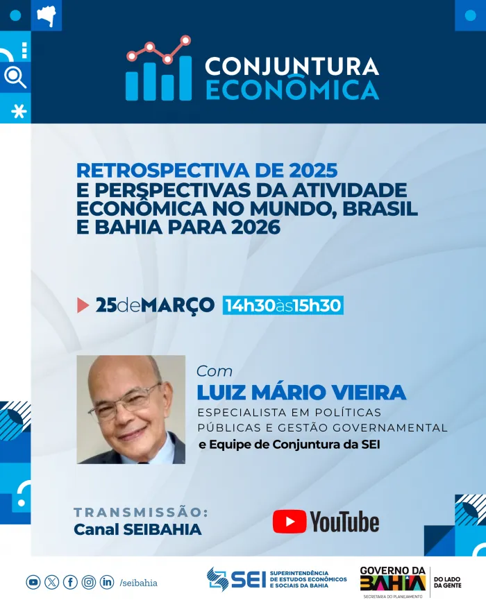 SEI realiza apresentação on-line de conjuntura econômica