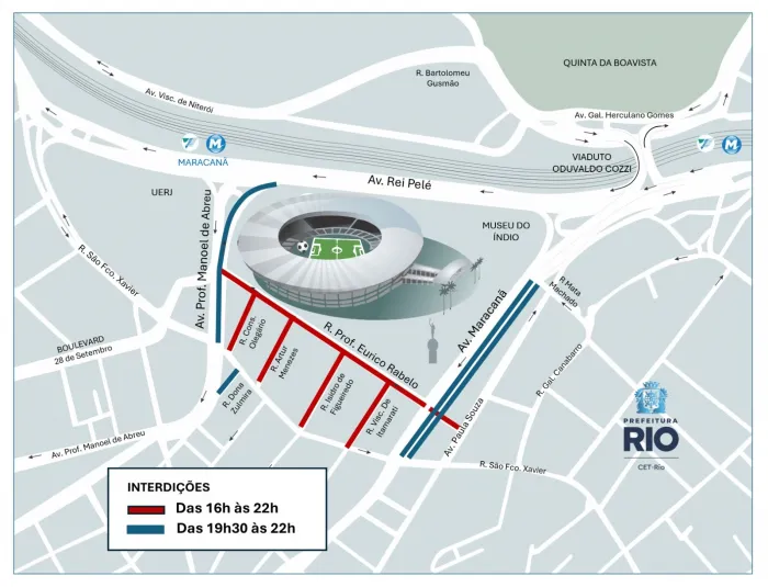 Região do Maracanã terá alterações no trânsito para Fluminense x Atlético-MG