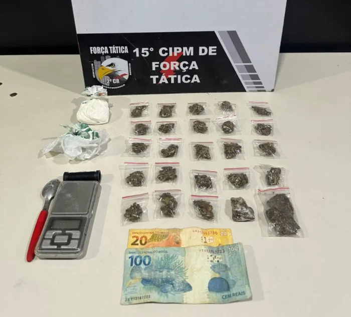 Suspeito é detido em flagrante por tráfico de drogas pela Força Tática