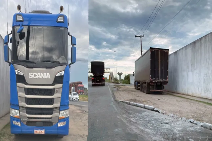 Prefeitura flagra caminhão em situação irregular e danificando obra recente na Rua El Salvador