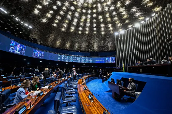 O Plenário durante a sessão que apreciou os requerimentos - Foto: Carlos Moura/Agência Senado