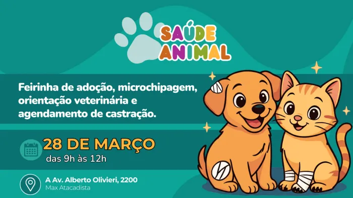 Saúde Animal leva serviços gratuitos ao Eldorado neste sábado, 28/3