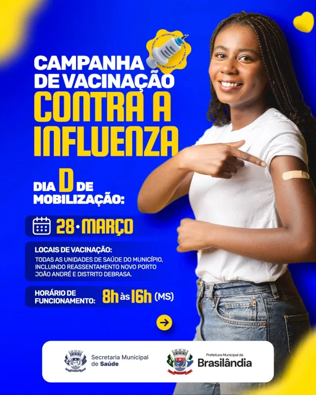 Campanha de Vacinação contra a Influenza começa no dia 28 de março em Brasilândia
