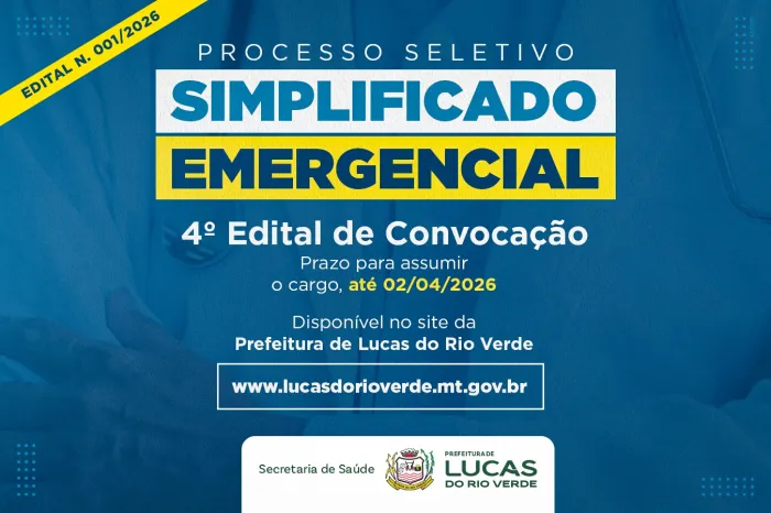 Seletivo Emergencial 001/2026: Prefeitura divulga 4º edital de convocação