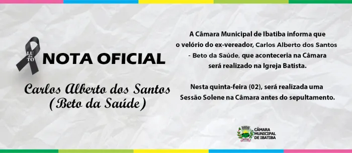 Câmara decreta luto oficial de três dias pelo falecimento do ex-vereador Beto da Saúde