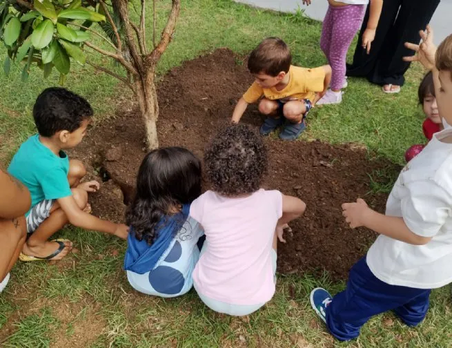 Prefeitura realiza plantio com alunos da rede pública na USF do Pontal da Cruz
