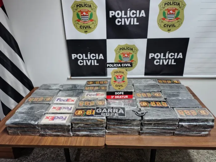 Durante as buscas, foram encontrados 110 tijolos de cocaína no porta-malas, que totalizaram 118 quilos