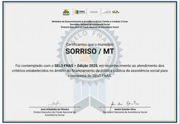 Foto: Reprodução/Prefeitura de Sorriso - MT